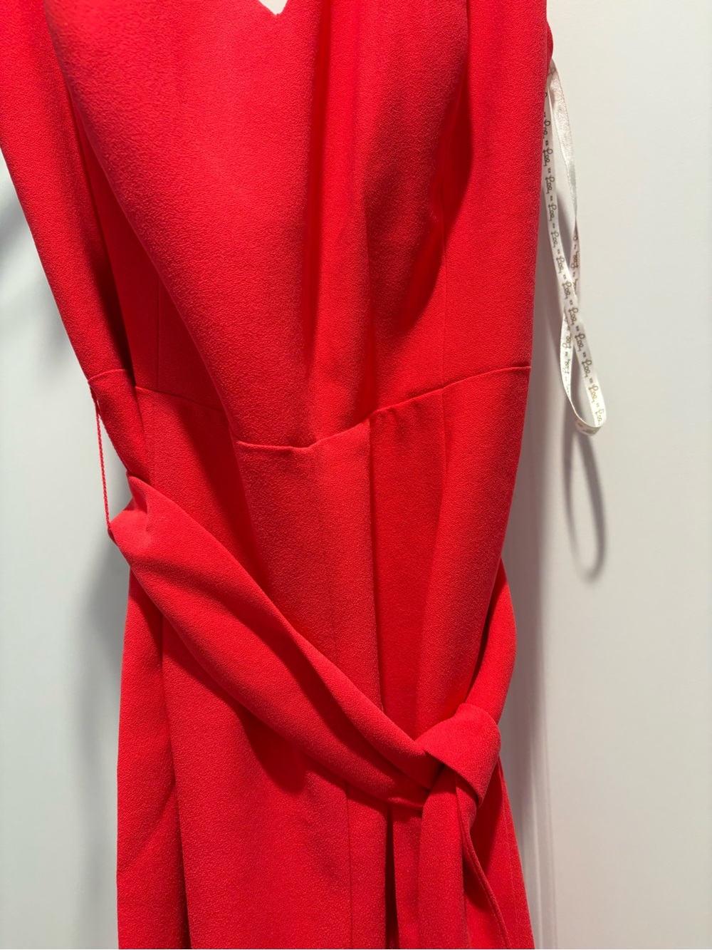 Lilly Pulitzer Red-Orange V-Neck Sleeveless Jumpsuit with Waist Tie - Picture 3 of 7